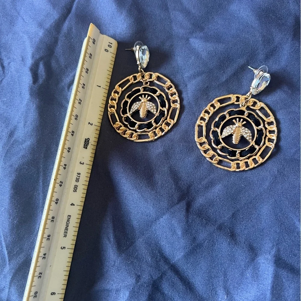 Gold Bee Motif Earrings